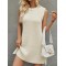 Solid Color Split-Joint Tied Waist Loose Sleeveless Round-Neck Sweater Dresses Mini Dresses