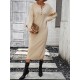 Buttoned Split-Joint Long Sleeves Loose Round-Neck Sweater Dresses Midi Dresses Buttoned Split-Joint Long Sleeves Loose Round-Neck Sweater Dresses Midi Dresses
