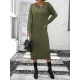 Buttoned Split-Joint Long Sleeves Loose Round-Neck Sweater Dresses Midi Dresses Buttoned Split-Joint Long Sleeves Loose Round-Neck Sweater Dresses Midi Dresses