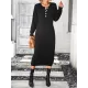 Buttoned Split-Joint Long Sleeves Loose Round-Neck Sweater Dresses Midi Dresses Buttoned Split-Joint Long Sleeves Loose Round-Neck Sweater Dresses Midi Dresses