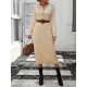 Buttoned Split-Joint Long Sleeves Loose Round-Neck Sweater Dresses Midi Dresses Buttoned Split-Joint Long Sleeves Loose Round-Neck Sweater Dresses Midi Dresses