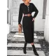 Buttoned Split-Joint Long Sleeves Loose Round-Neck Sweater Dresses Midi Dresses Buttoned Split-Joint Long Sleeves Loose Round-Neck Sweater Dresses Midi Dresses