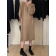 Solid Color Long Sleeves Loose V-Neck Sweater Dresses Midi Dresses Solid Color Long Sleeves Loose V-Neck Sweater Dresses Midi Dresses