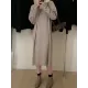 Solid Color Long Sleeves Loose V-Neck Sweater Dresses Midi Dresses Solid Color Long Sleeves Loose V-Neck Sweater Dresses Midi Dresses