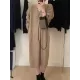 Solid Color Long Sleeves Loose V-Neck Sweater Dresses Midi Dresses Solid Color Long Sleeves Loose V-Neck Sweater Dresses Midi Dresses