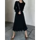 Ruffled Solid Color Long Sleeves Loose Round-Neck Sweater Dresses Midi Dresses Ruffled Solid Color Long Sleeves Loose Round-Neck Sweater Dresses Midi Dresses