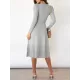 Solid Color Tied Waist High Waisted Long Sleeves Round-Neck Sweater Dresses Midi Dresses Solid Color Tied Waist High Waisted Long Sleeves Round-Neck Sweater Dresses Midi Dresses