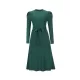 Solid Color Tied Waist High Waisted Long Sleeves Round-Neck Sweater Dresses Midi Dresses Solid Color Tied Waist High Waisted Long Sleeves Round-Neck Sweater Dresses Midi Dresses