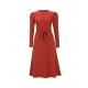 Solid Color Tied Waist High Waisted Long Sleeves Round-Neck Sweater Dresses Midi Dresses Solid Color Tied Waist High Waisted Long Sleeves Round-Neck Sweater Dresses Midi Dresses