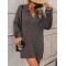 Split-Joint Loose Puff Sleeves Lapel Sweater Dresses Mini Dresses