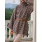 Jacquard Printed Flared Sleeves Long Sleeves High Neck Sweater Dresses Mini Dresses