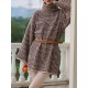Jacquard Printed Flared Sleeves Long Sleeves High Neck Sweater Dresses Mini Dresses Jacquard Printed Flared Sleeves Long Sleeves High Neck Sweater Dresses Mini Dresses