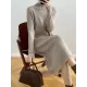 Fringed Solid Color Long Sleeves Loose Mock Neck Sweater Dresses Midi Dresses Fringed Solid Color Long Sleeves Loose Mock Neck Sweater Dresses Midi Dresses