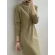 Fringed Solid Color Long Sleeves Loose Mock Neck Sweater Dresses Midi Dresses Fringed Solid Color Long Sleeves Loose Mock Neck Sweater Dresses Midi Dresses