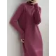 Fringed Solid Color Long Sleeves Loose Mock Neck Sweater Dresses Midi Dresses Fringed Solid Color Long Sleeves Loose Mock Neck Sweater Dresses Midi Dresses