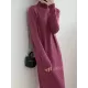 Fringed Solid Color Long Sleeves Loose Mock Neck Sweater Dresses Midi Dresses Fringed Solid Color Long Sleeves Loose Mock Neck Sweater Dresses Midi Dresses
