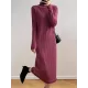 Fringed Solid Color Long Sleeves Loose Mock Neck Sweater Dresses Midi Dresses Fringed Solid Color Long Sleeves Loose Mock Neck Sweater Dresses Midi Dresses