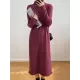 Fringed Solid Color Long Sleeves Loose Mock Neck Sweater Dresses Midi Dresses Fringed Solid Color Long Sleeves Loose Mock Neck Sweater Dresses Midi Dresses