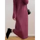 Fringed Solid Color Long Sleeves Loose Mock Neck Sweater Dresses Midi Dresses Fringed Solid Color Long Sleeves Loose Mock Neck Sweater Dresses Midi Dresses
