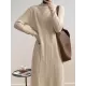Fringed Solid Color Long Sleeves Loose Mock Neck Sweater Dresses Midi Dresses Fringed Solid Color Long Sleeves Loose Mock Neck Sweater Dresses Midi Dresses