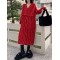 Solid Color Split-Joint Tasseled Long Sleeves Loose V-Neck Sweater Dresses Midi Dresses