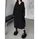 Solid Color Split-Joint Tasseled Long Sleeves Loose V-Neck Sweater Dresses Midi Dresses Solid Color Split-Joint Tasseled Long Sleeves Loose V-Neck Sweater Dresses Midi Dresses