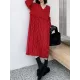 Solid Color Split-Joint Tasseled Long Sleeves Loose V-Neck Sweater Dresses Midi Dresses Solid Color Split-Joint Tasseled Long Sleeves Loose V-Neck Sweater Dresses Midi Dresses
