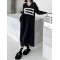 Split-Joint Split-side Long Sleeves Loose V-neck Sweater Dresses Midi Dresses