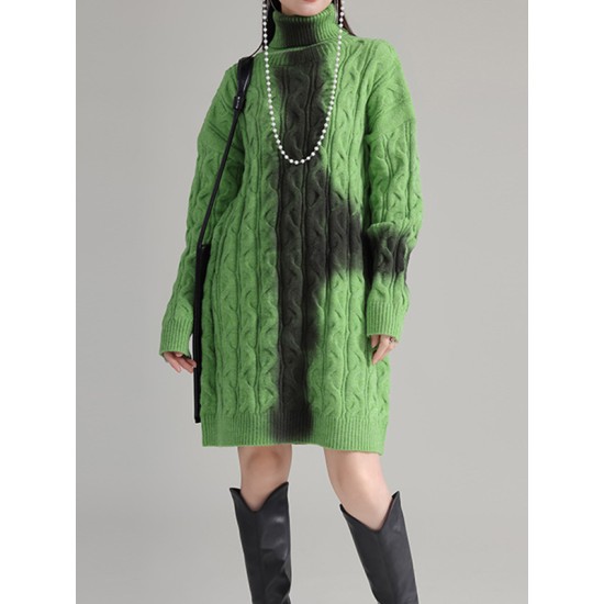 Contrast Color Long Sleeves Loose High Neck Sweater Dresses Mini Dresses Contrast Color Long Sleeves Loose High Neck Sweater Dresses Mini Dresses