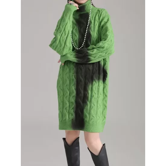 Contrast Color Long Sleeves Loose High Neck Sweater Dresses Mini Dresses Contrast Color Long Sleeves Loose High Neck Sweater Dresses Mini Dresses