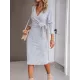Asymmetric Solid Color Tied Waist High Waisted Long Sleeves Deep V-Neck Sweater Dresses Midi Dresses Asymmetric Solid Color Tied Waist High Waisted Long Sleeves Deep V-Neck Sweater Dresses Midi Dresses