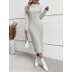 Solid Color Split-Joint Long Sleeves Skinny Round-Neck Sweater Dresses Midi Dresses Solid Color Split-Joint Long Sleeves Skinny Round-Neck Sweater Dresses Midi Dresses
