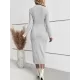 Solid Color Split-Joint Long Sleeves Skinny Round-Neck Sweater Dresses Midi Dresses Solid Color Split-Joint Long Sleeves Skinny Round-Neck Sweater Dresses Midi Dresses