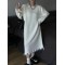 Fringed Solid Color High Waisted Long Sleeves Round-Neck Sweater Dresses Midi Dresses