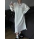 Fringed Solid Color High Waisted Long Sleeves Round-Neck Sweater Dresses Midi Dresses Fringed Solid Color High Waisted Long Sleeves Round-Neck Sweater Dresses Midi Dresses