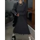 Fringed Solid Color High Waisted Long Sleeves Round-Neck Sweater Dresses Midi Dresses Fringed Solid Color High Waisted Long Sleeves Round-Neck Sweater Dresses Midi Dresses