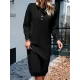 Buttoned Long Sleeves Loose Round-Neck Sweater Dresses Midi Dresses Buttoned Long Sleeves Loose Round-Neck Sweater Dresses Midi Dresses