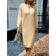 Buttoned Long Sleeves Loose Round-Neck Sweater Dresses Midi Dresses Buttoned Long Sleeves Loose Round-Neck Sweater Dresses Midi Dresses