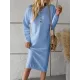 Buttoned Long Sleeves Loose Round-Neck Sweater Dresses Midi Dresses Buttoned Long Sleeves Loose Round-Neck Sweater Dresses Midi Dresses