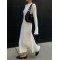 Flared Sleeves Skinny Pleated Solid Color Maxi Sweater Dresses