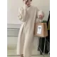 Solid Color Long Sleeves Loose High Neck Sweater Dresses Midi Dresses Solid Color Long Sleeves Loose High Neck Sweater Dresses Midi Dresses