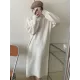 Solid Color Long Sleeves Loose High Neck Sweater Dresses Midi Dresses Solid Color Long Sleeves Loose High Neck Sweater Dresses Midi Dresses
