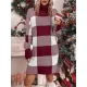 Contrast Color Plaid Long Sleeves Loose High Neck Sweater Dresses Mini Dresses Contrast Color Plaid Long Sleeves Loose High Neck Sweater Dresses Mini Dresses