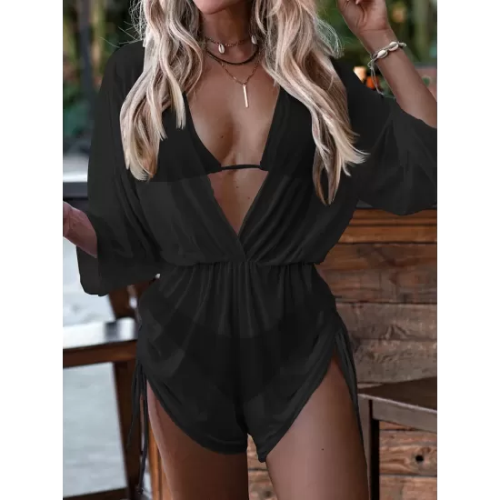 Three Pieces Set Loose Solid Color Padded Halter-Neck Bikini Swimsuit &Cover-Ups Rompers Swimwear Three Pieces Set Loose Solid Color Padded Halter-Neck Bikini Swimsuit &Cover-Ups Rompers Swimwear