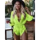 Three Pieces Set Loose Solid Color Padded Halter-Neck Bikini Swimsuit &Cover-Ups Rompers Swimwear Three Pieces Set Loose Solid Color Padded Halter-Neck Bikini Swimsuit &Cover-Ups Rompers Swimwear