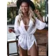 Three Pieces Set Loose Solid Color Padded Halter-Neck Bikini Swimsuit &Cover-Ups Rompers Swimwear Three Pieces Set Loose Solid Color Padded Halter-Neck Bikini Swimsuit &Cover-Ups Rompers Swimwear