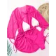 Three Pieces Set Loose Solid Color Padded Halter-Neck Bikini Swimsuit &Cover-Ups Rompers Swimwear Three Pieces Set Loose Solid Color Padded Halter-Neck Bikini Swimsuit &Cover-Ups Rompers Swimwear