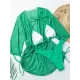 Three Pieces Set Loose Solid Color Padded Halter-Neck Bikini Swimsuit &Cover-Ups Rompers Swimwear Three Pieces Set Loose Solid Color Padded Halter-Neck Bikini Swimsuit &Cover-Ups Rompers Swimwear