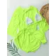 Three Pieces Set Loose Solid Color Padded Halter-Neck Bikini Swimsuit &Cover-Ups Rompers Swimwear Three Pieces Set Loose Solid Color Padded Halter-Neck Bikini Swimsuit &Cover-Ups Rompers Swimwear