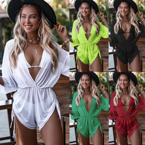 Three Pieces Set Loose Solid Color Padded Halter-Neck Bikini Swimsuit &Cover-Ups Rompers Swimwear Three Pieces Set Loose Solid Color Padded Halter-Neck Bikini Swimsuit &Cover-Ups Rompers Swimwear